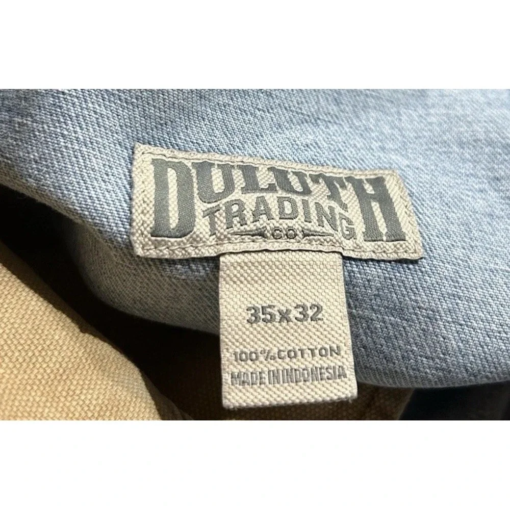 Duluth Trading Co Men's Lined Work Jeans 35x32 Light Wash Blue Heavyweight Denim